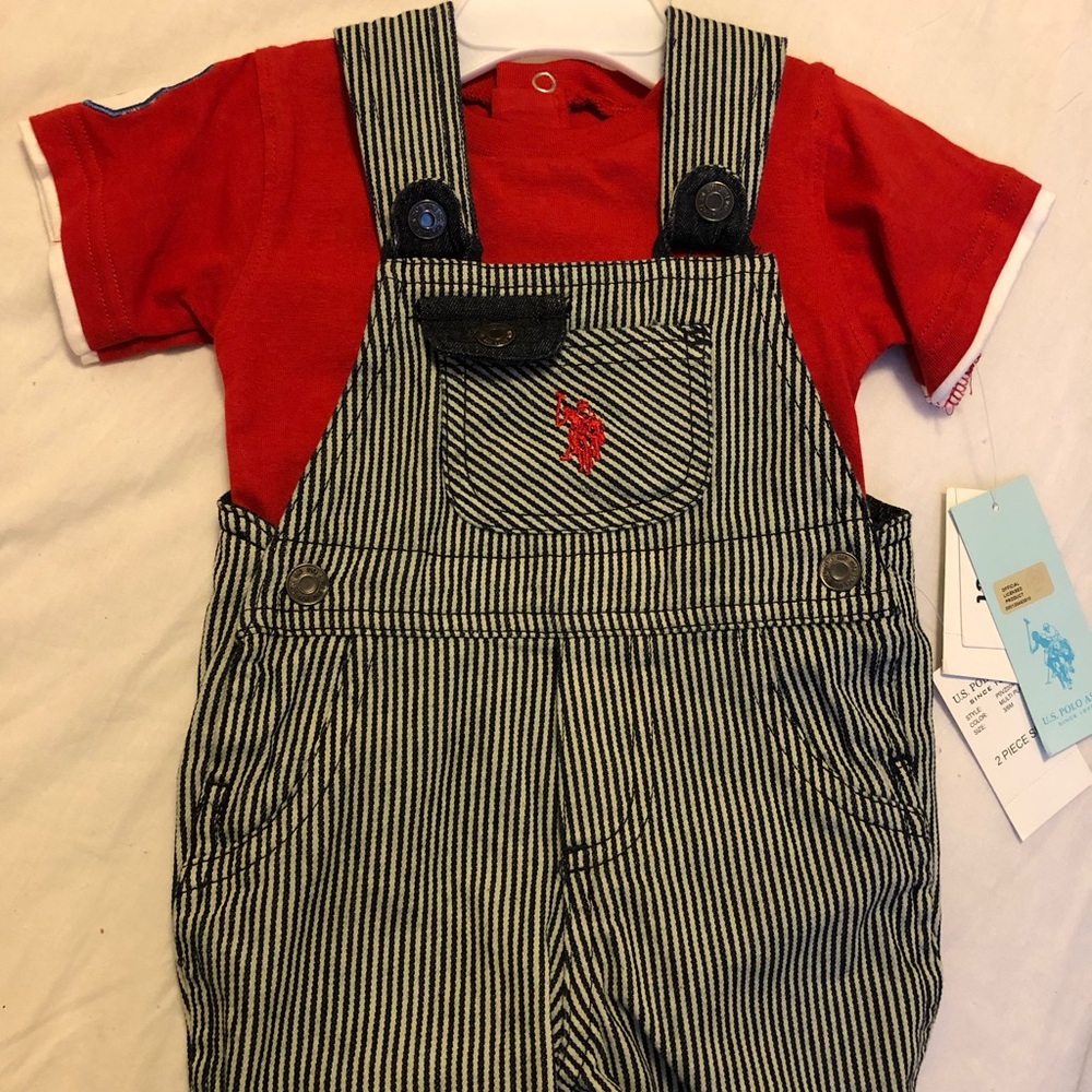 Polo shirt for kids. 3/6 m. Red/black.